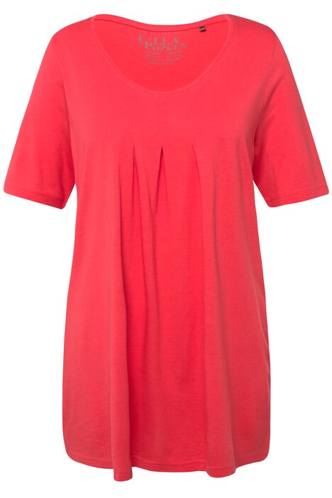 Tričko, ozdobné sklady, A střih, kulatý výstřih, krátké rukávy, modal