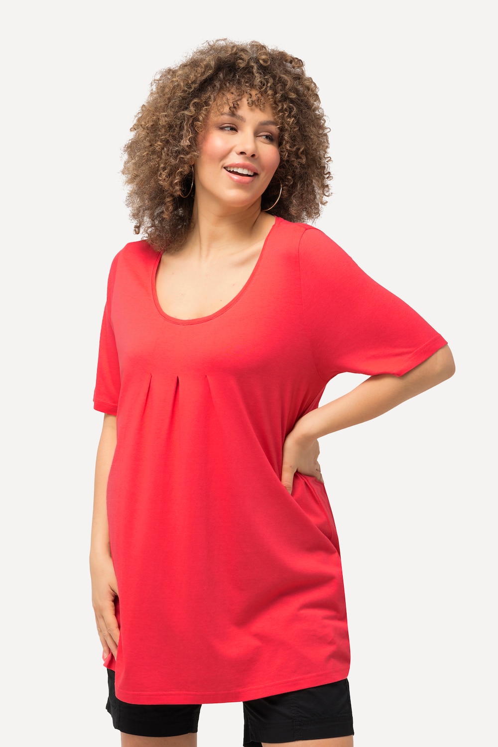 Grote Maten T-shirt, Dames, rood, Maat: 42/44, Katoen/Synthetische vezels, Ulla Popken