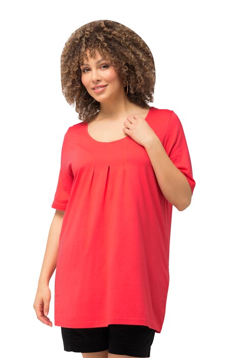 Tričko, ozdobné sklady, A střih, kulatý výstřih, krátké rukávy, modal