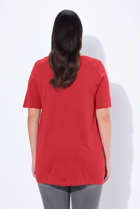 T-Shirt, Zierfalten, A-Linie, Rundhals, Halbarm, Modal