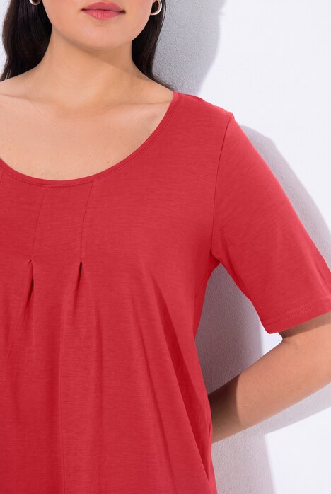 T-Shirt, Zierfalten, A-Linie, Rundhals, Halbarm, Modal