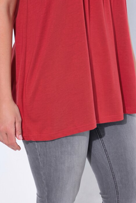 T-Shirt, Zierfalten, A-Linie, Rundhals, Halbarm, Modal