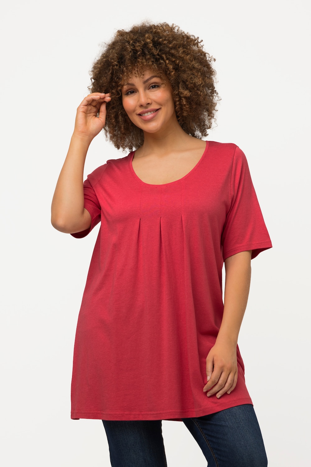 Grote Maten T-shirt, Dames, rood, Maat: 54/56, Katoen/Synthetische vezels, Ulla Popken