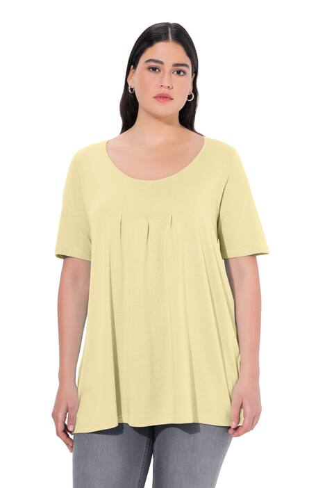 Tričko, ozdobné sklady, A střih, kulatý výstřih, krátké rukávy, modal