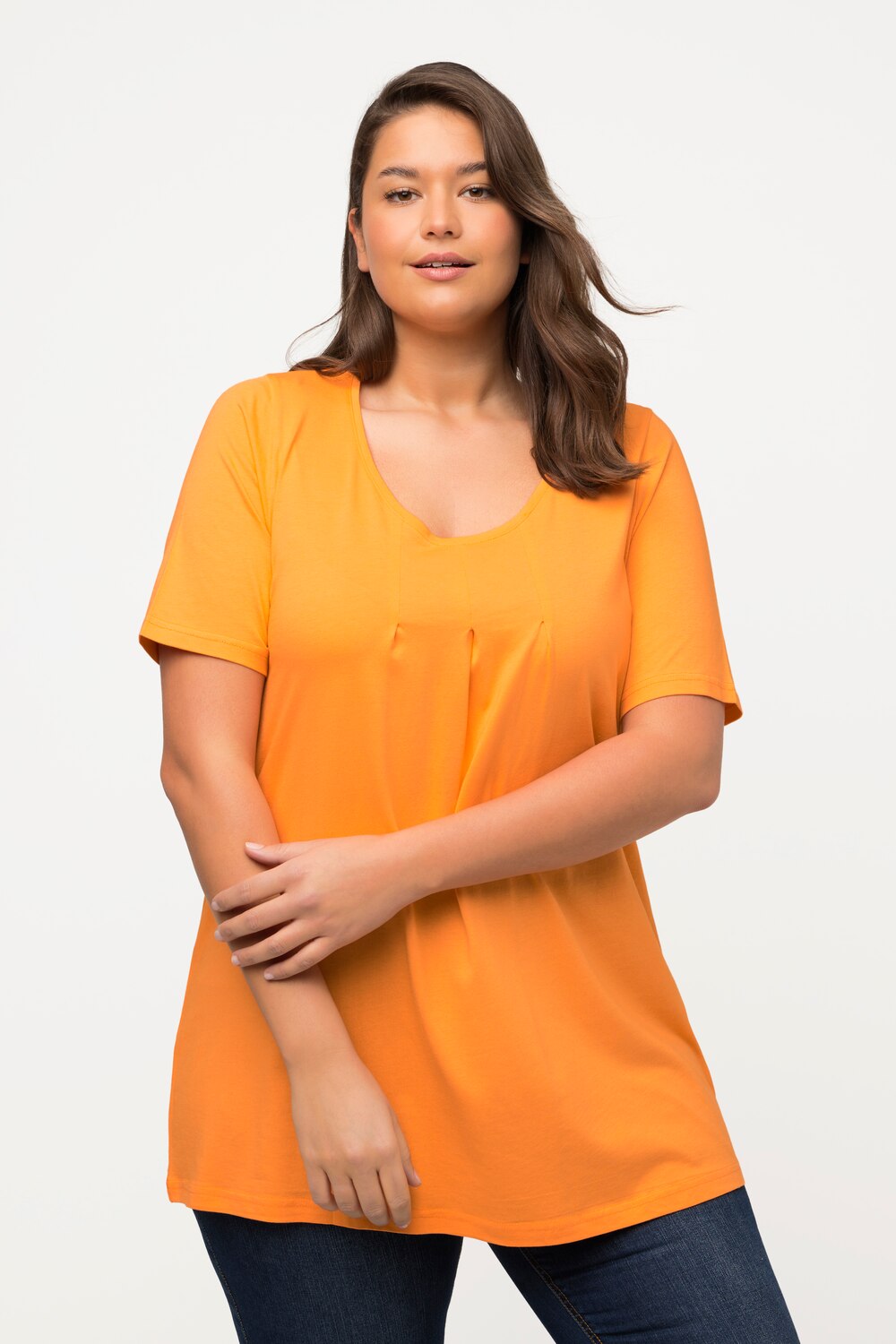 Grote Maten T-shirt, Dames, oranje, Maat: 42/44, Katoen/Synthetische vezels, Ulla Popken