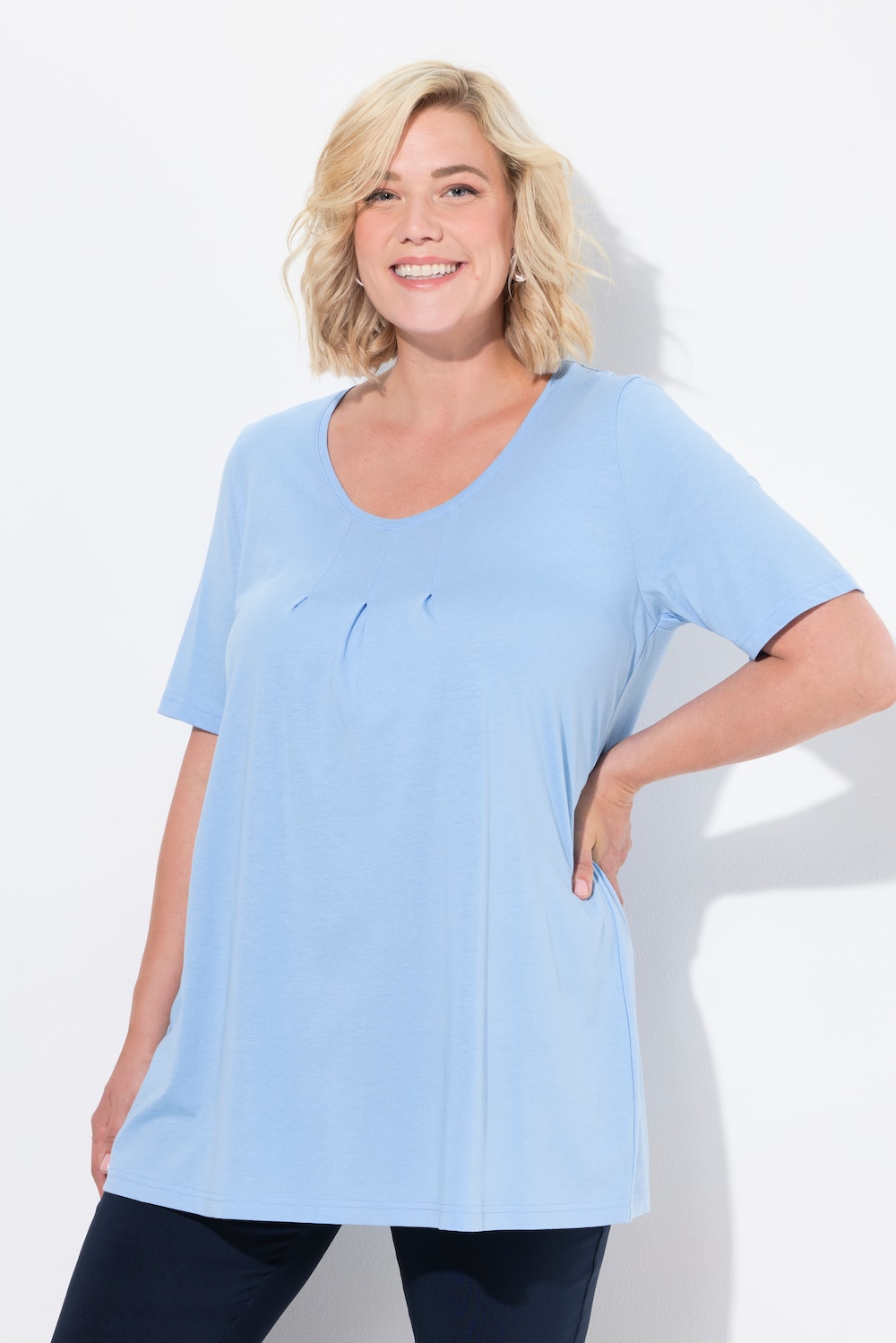 Große Größen T-Shirt, Damen, blau, Größe: 50/52, Baumwolle/Synthetische Fasern, Ulla Popken