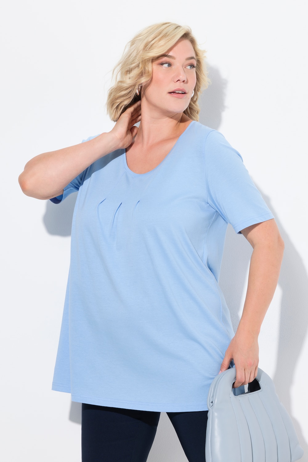 Große Größen T-Shirt, Damen, blau, Größe: 50/52, Baumwolle/Synthetische Fasern, Ulla Popken