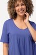T-Shirt, Zierfalten, A-Linie, Rundhals, Halbarm, Modal