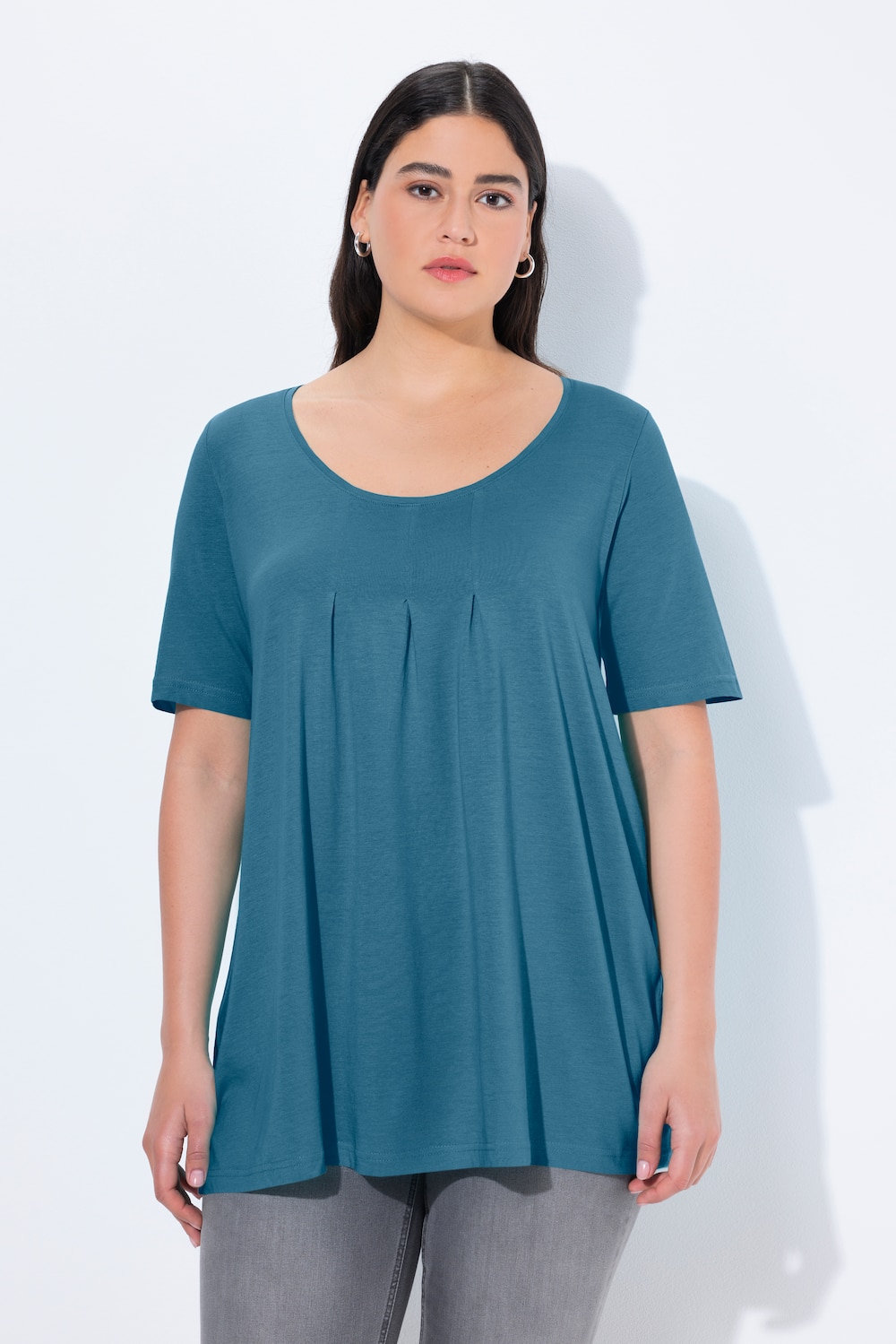 Große Größen T-Shirt, Damen, blau, Größe: 50/52, Baumwolle/Synthetische Fasern, Ulla Popken