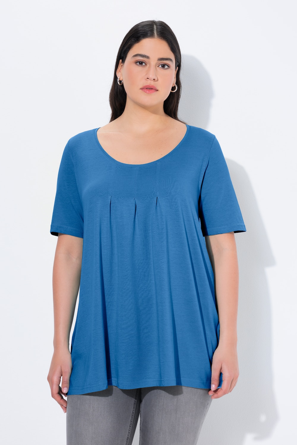 Große Größen T-Shirt, Damen, blau, Größe: 62/64, Baumwolle/Synthetische Fasern, Ulla Popken