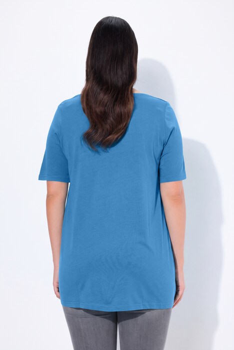 T-shirt, dekorveck, A-linjemodell, rund hals, halvlång ärm, modal