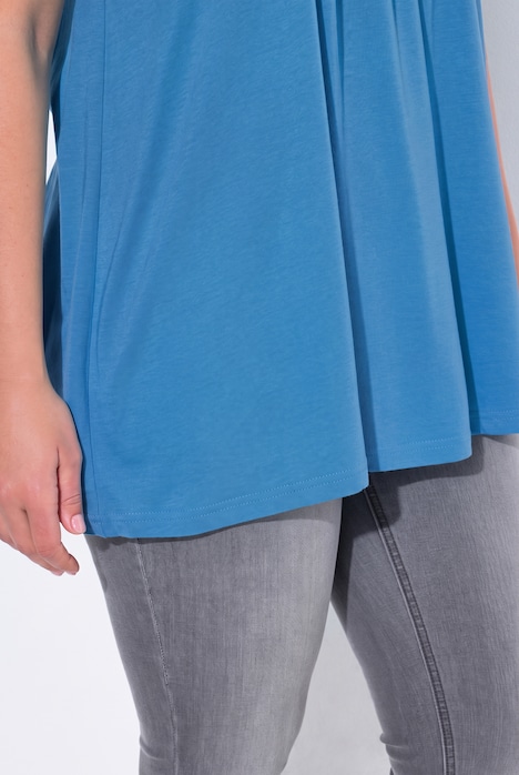 T-Shirt, Zierfalten, A-Linie, Rundhals, Halbarm, Modal