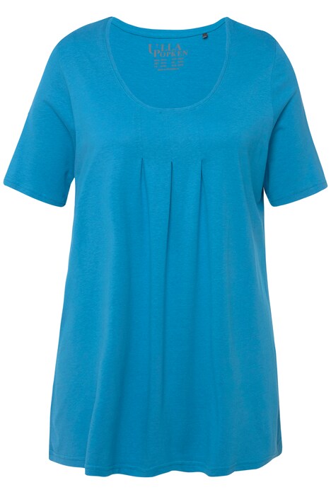 Tričko, ozdobné sklady, A střih, kulatý výstřih, krátké rukávy, modal