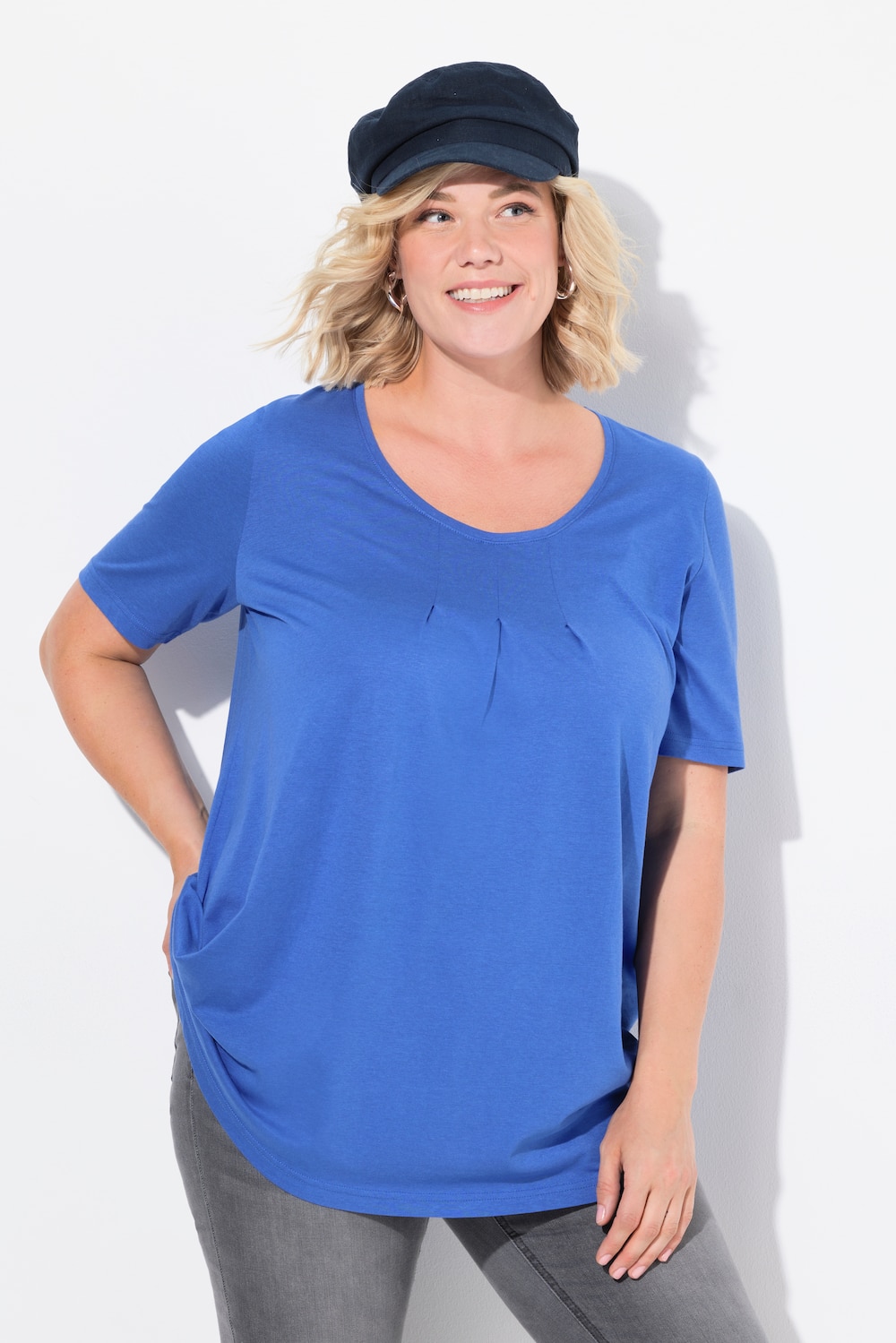 Große Größen T-Shirt, Damen, blau, Größe: 62/64, Baumwolle/Synthetische Fasern, Ulla Popken