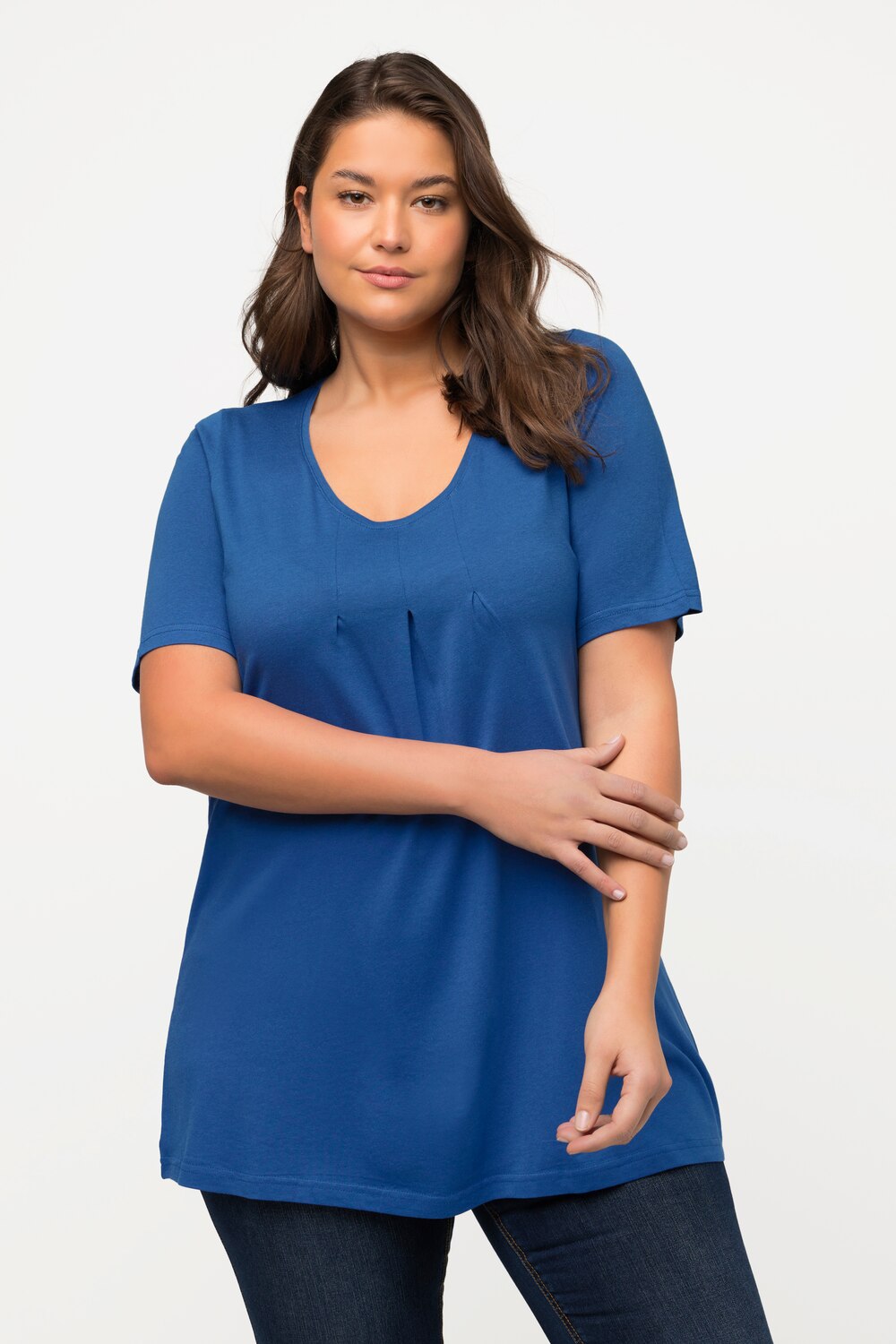 Grote Maten T-shirt, Dames, blauw, Maat: 42/44, Katoen/Synthetische vezels, Ulla Popken