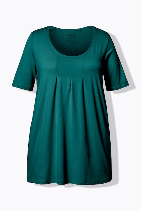 T-Shirt, Zierfalten, A-Linie, Rundhals, Halbarm, Modal