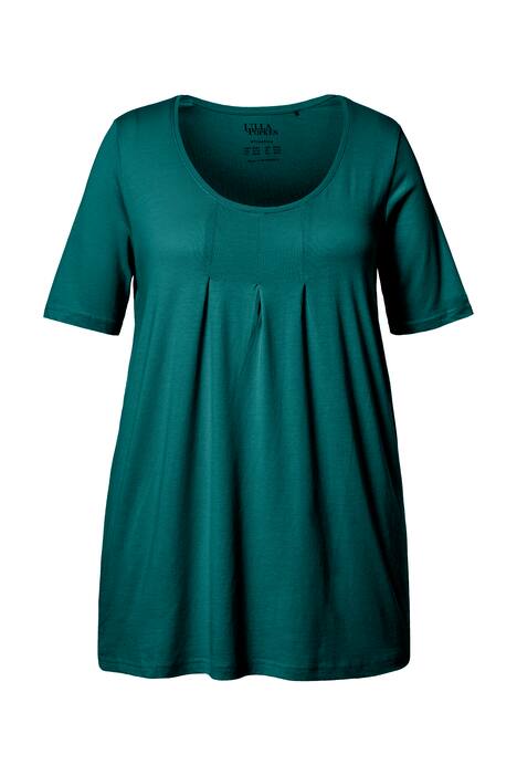 Tričko, ozdobné sklady, A střih, kulatý výstřih, krátké rukávy, modal