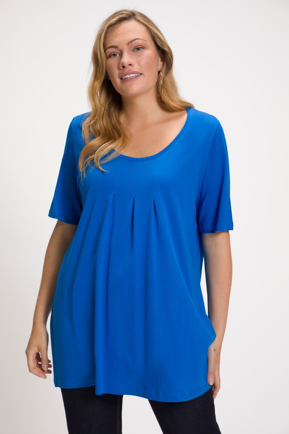 Grote Maten T-shirt, Dames, blauw, Maat: 46/48, Katoen/Synthetische vezels, Ulla Popken Grote Maten T-shirt, Dames, blauw, Maat: 46/48, Katoen/Synthetische vezels, Ulla Popken