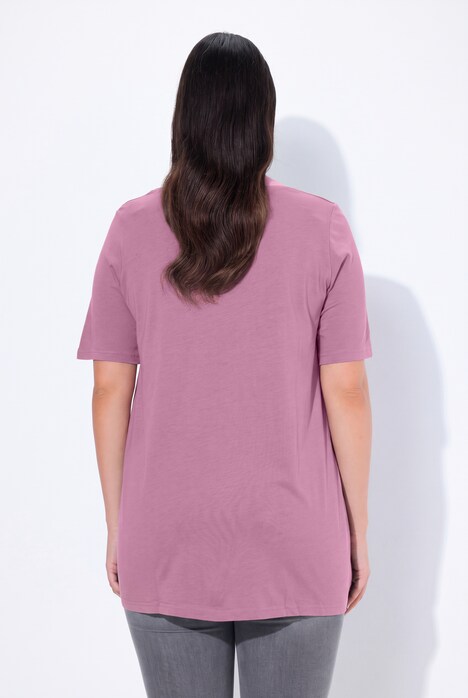 T-shirt, dekorveck, A-linjemodell, rund hals, halvlång ärm, modal