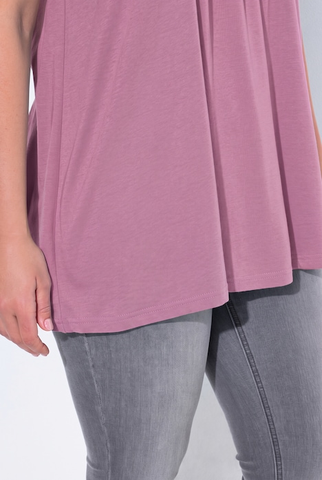 T-shirt, dekorveck, A-linjemodell, rund hals, halvlång ärm, modal