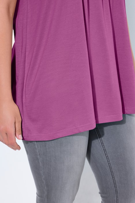 T-shirt, decoratieve plooitjes, A-lijn, ronde hals, korte mouwen, modal