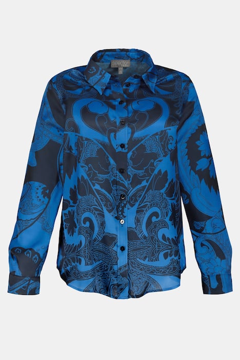 Chemisier, imprimé Paisley, col chemise, soie mélangée