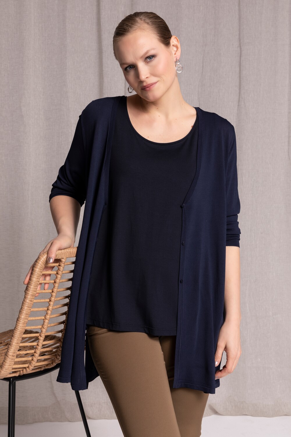 Grote Maten vest, Dames, blauw, Maat: 54/56, Viscose/Synthetische vezels, Ulla Popken Grote Maten vest, Dames, blauw, Maat: 54/56, Viscose/Synthetische vezels, Ulla Popken