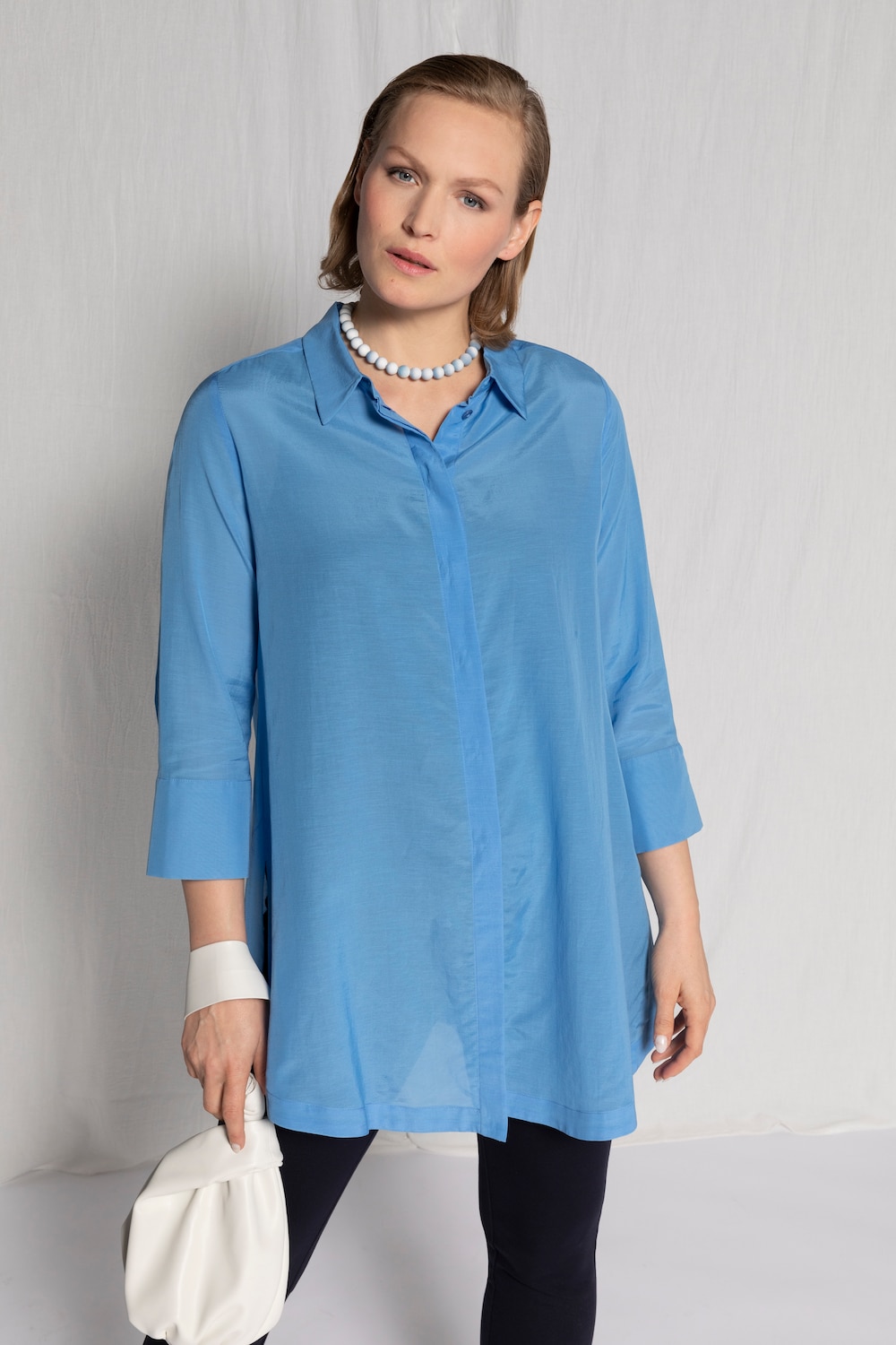 Grote Maten blouse, Dames, blauw, Maat: 46/48, Viscose/Katoen, Ulla Popken