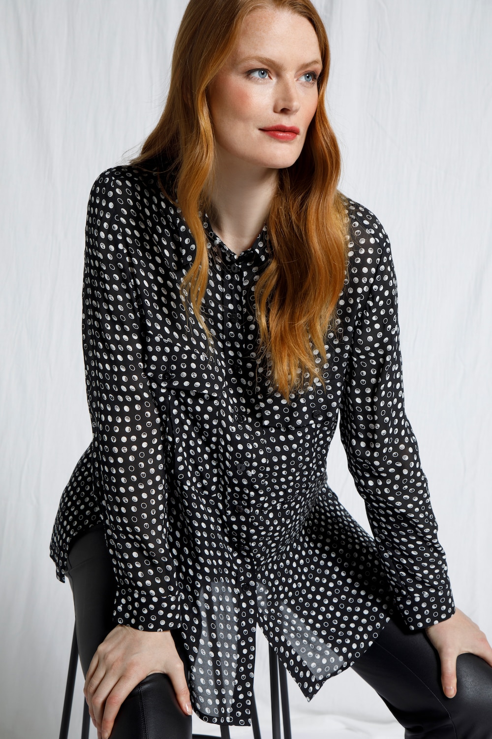 Grote Maten overhemdblouse, Dames, zwart, Maat: 50/52, Viscose, Ulla Popken Grote Maten overhemdblouse, Dames, zwart, Maat: 50/52, Viscose, Ulla Popken