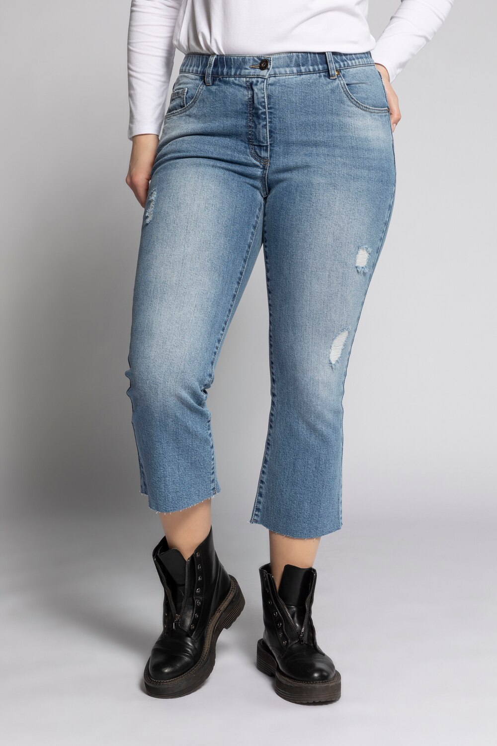 Grote Maten cropped flared jeans, Dames, paars, Maat: 54, Katoen, Studio Untold