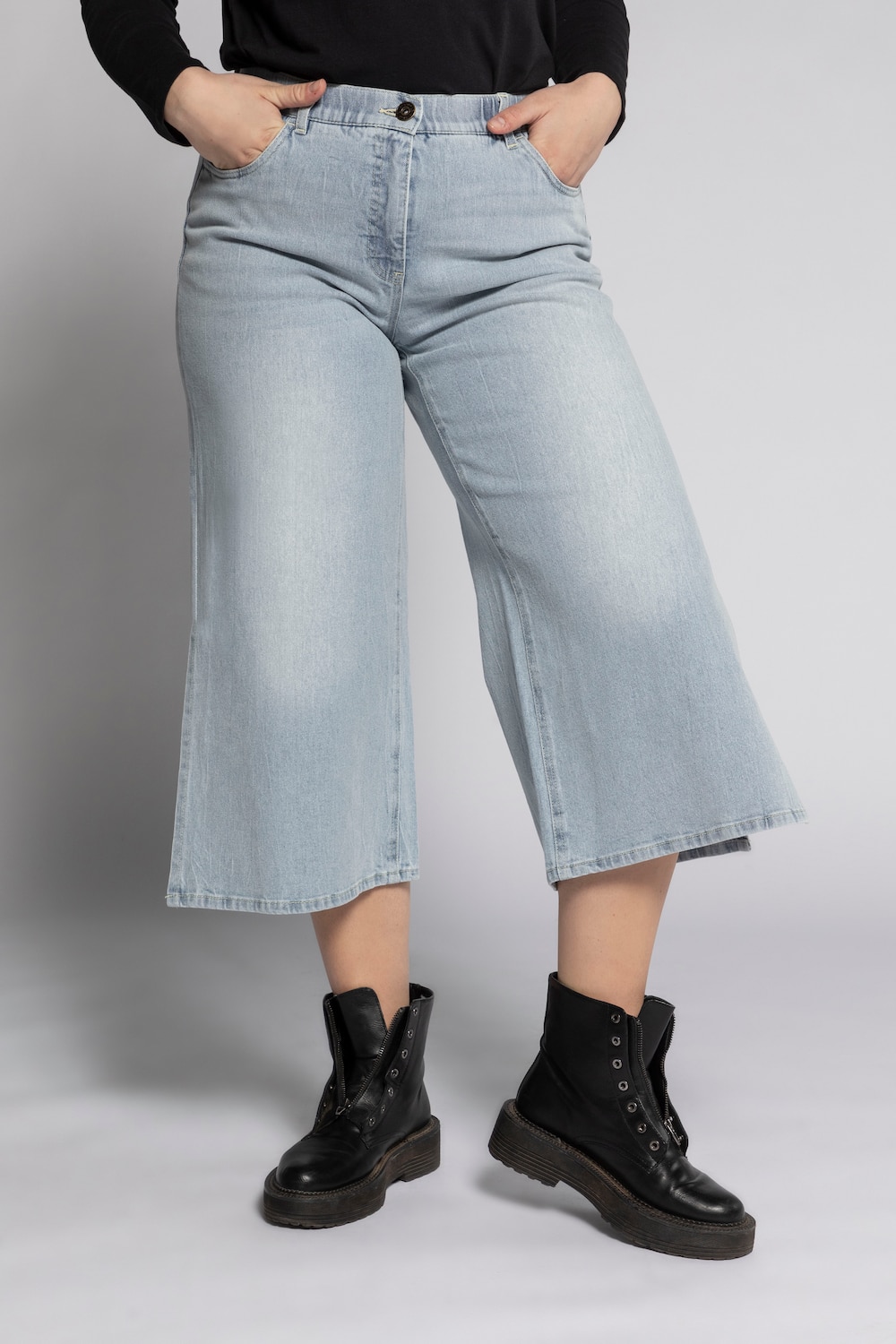 Grote Maten jeans culotte, Dames, blauw, Maat: 48, Katoen, Studio Untold