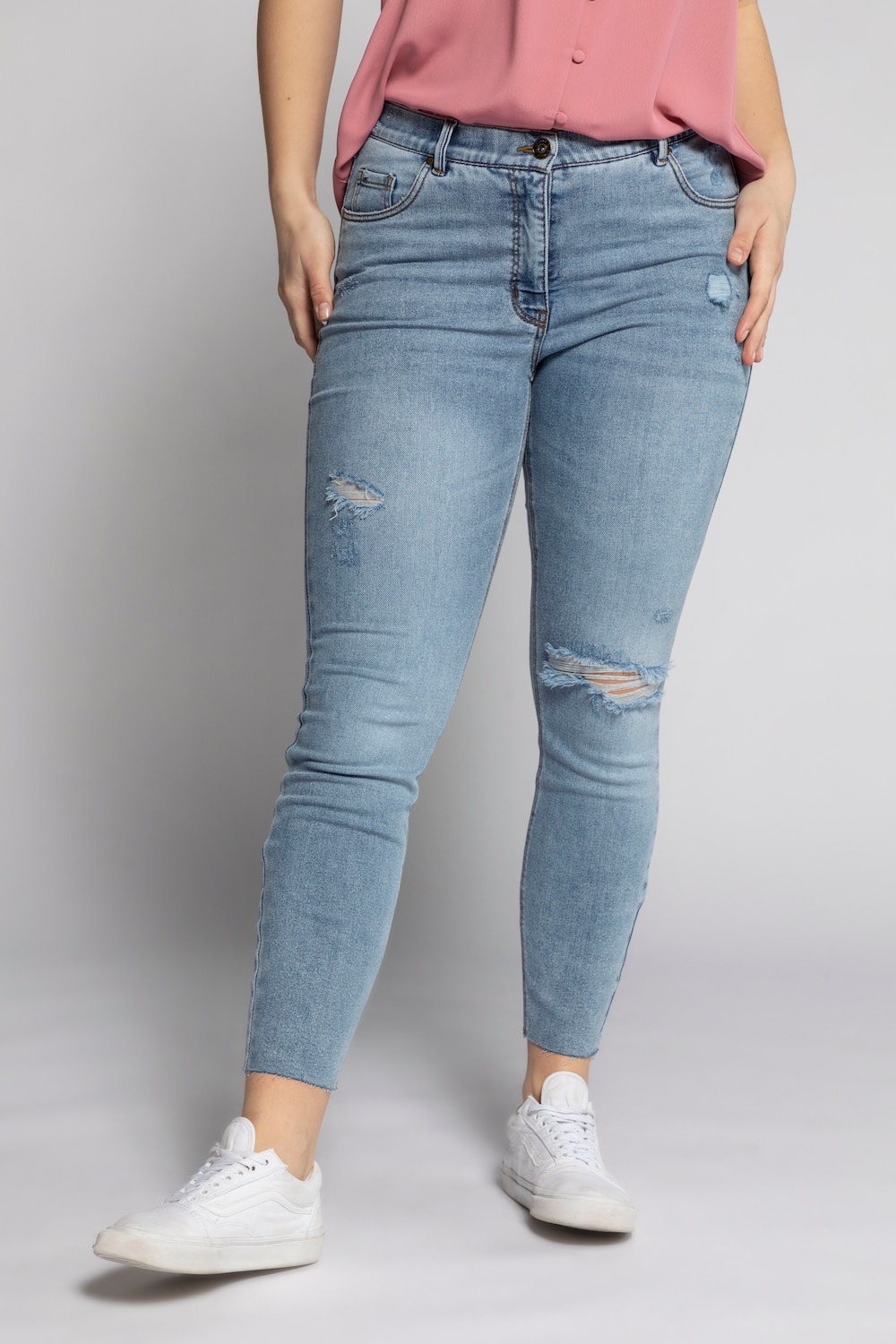 Grote Maten skinny jeans, Dames, paars, Maat: 58, Katoen/Polyester, Studio Untold