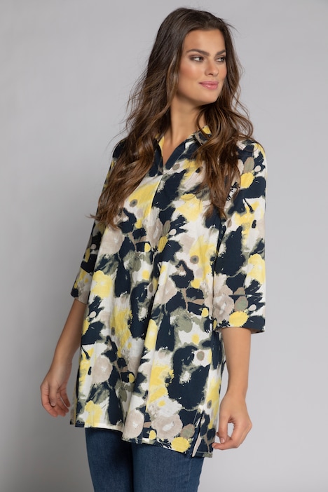 Watercolor Floral Print Tunic Shirt | Tunics | Blouses