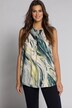Bluse top, marmoreret, rund hals, dekorative læg, ærmeløs