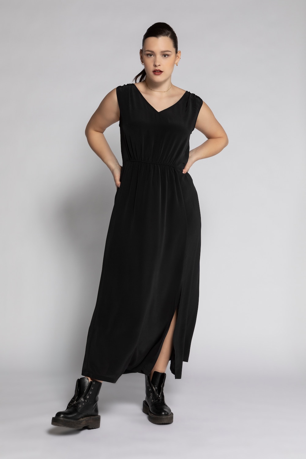 Grote Maten maxi jurk, Dames, zwart, Maat: 50/52, Polyester, Studio Untold