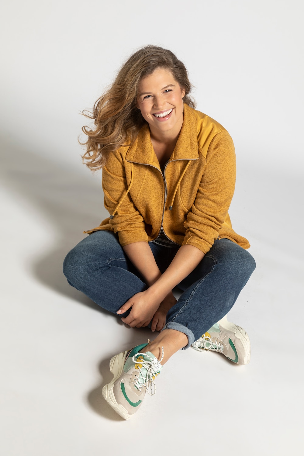 Grote Maten jasje van gebreide fleece, Dames, oranje, Maat: 54/56, Polyester, Ulla Popken Grote Maten jasje van gebreide fleece, Dames, oranje, Maat: 54/56, Polyester, Ulla Popken
