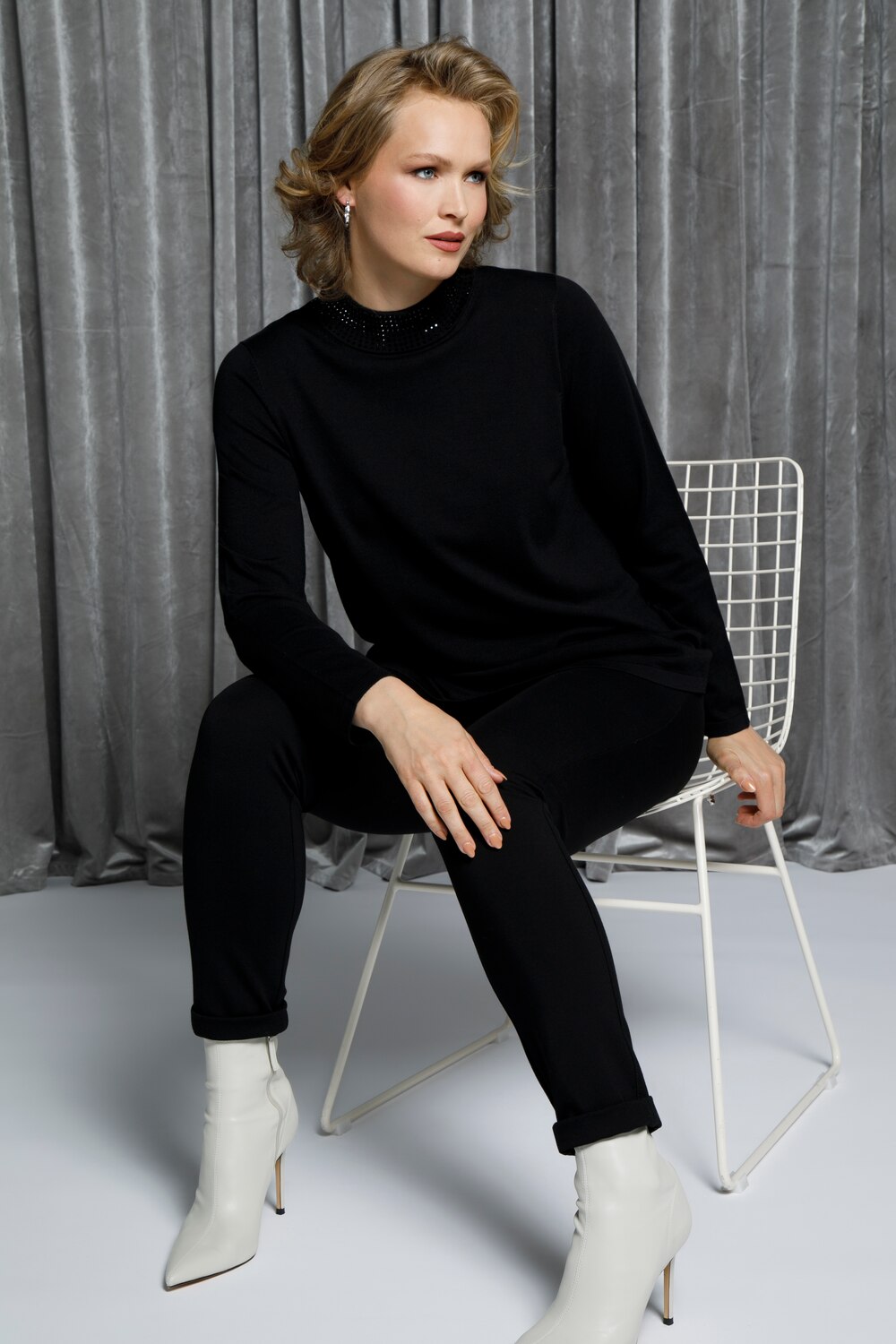 Grote Maten pullover, Dames, zwart, Maat: 54/56, Viscose/Synthetische vezels, Ulla Popken Grote Maten pullover, Dames, zwart, Maat: 54/56, Viscose/Synthetische vezels, Ulla Popken