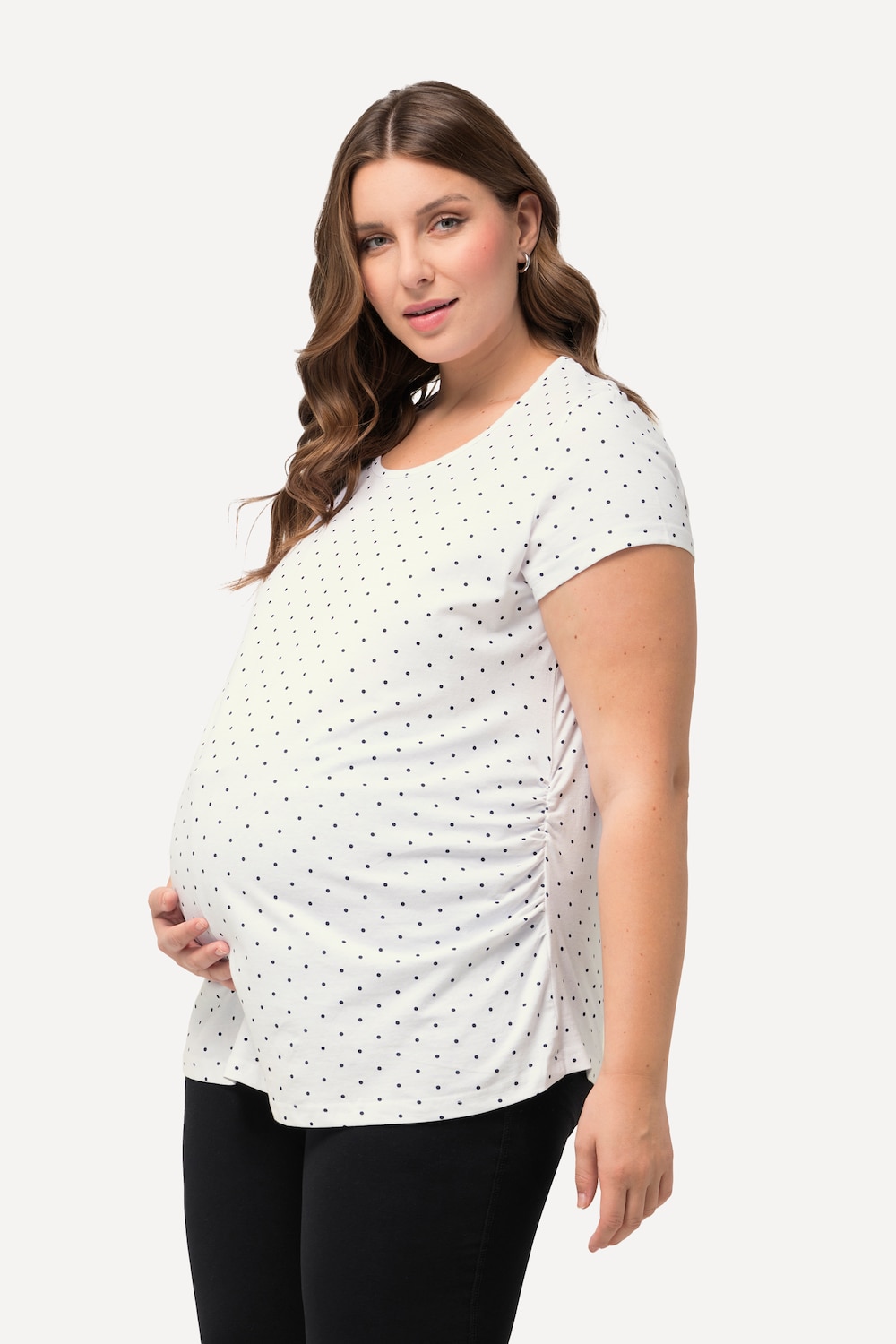 Bellieva-T-Shirts, 2er-Pack, Rundhals, Halbarm, seitl. Raffung, Biobaumwolle, GOTS