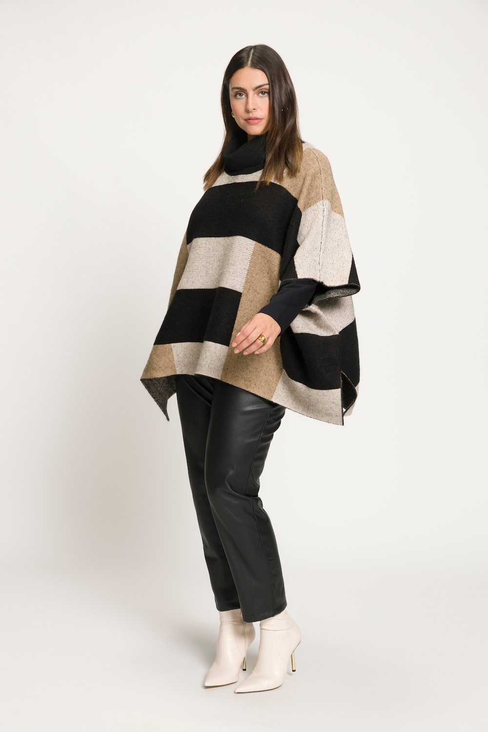 Grote Maten cape, Dames, bruin, Maat: 2=50-56, Synthetische vezels/Viscose/Polyester, Ulla Popken