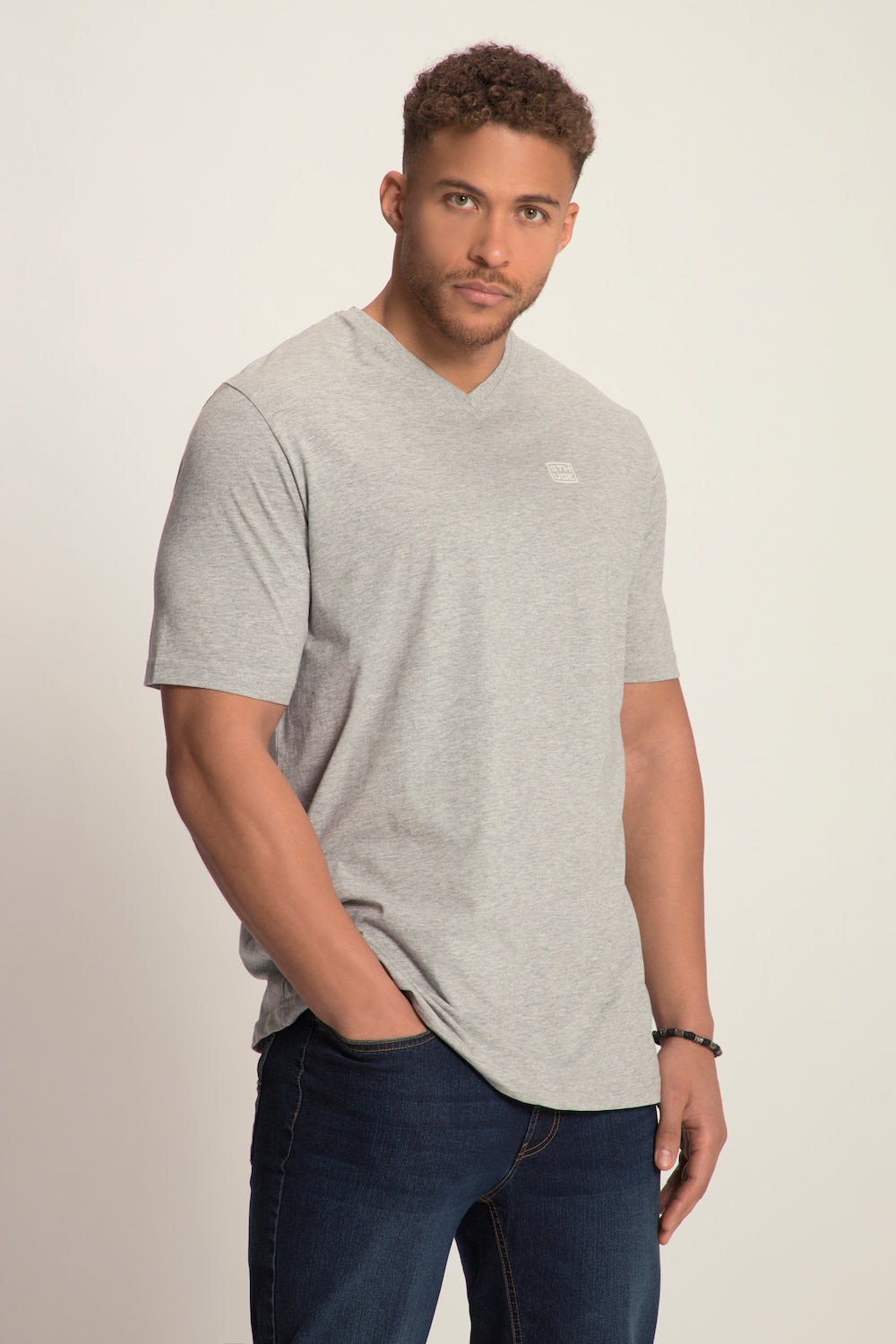 Grandes tailles t-shirt hommes, femmes, gris, taille: 5XL, Coton/Viscose, STHUGE