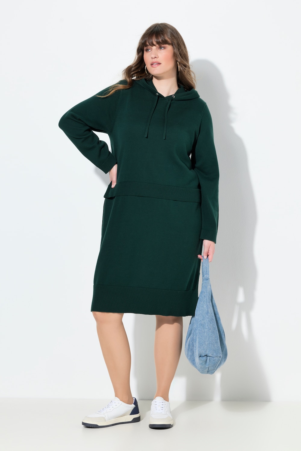 Große Größen Strickkleid, Damen, türkis, Größe: 42/44, Baumwolle, Ulla Popken