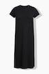 Robe midi, ligne A, jersey, col rond, manches courtes