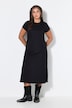 Robe midi, ligne A, jersey, col rond, manches courtes