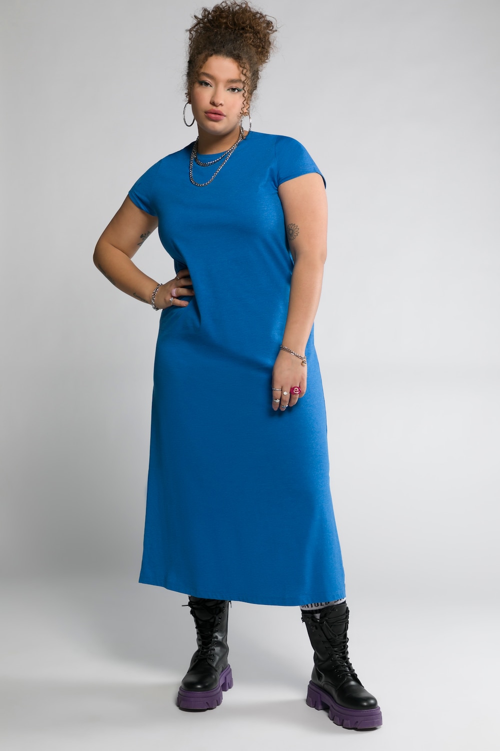 Grote Maten jurk, Dames, blauw, Maat: 42/44, Katoen/Polyester, Studio Untold