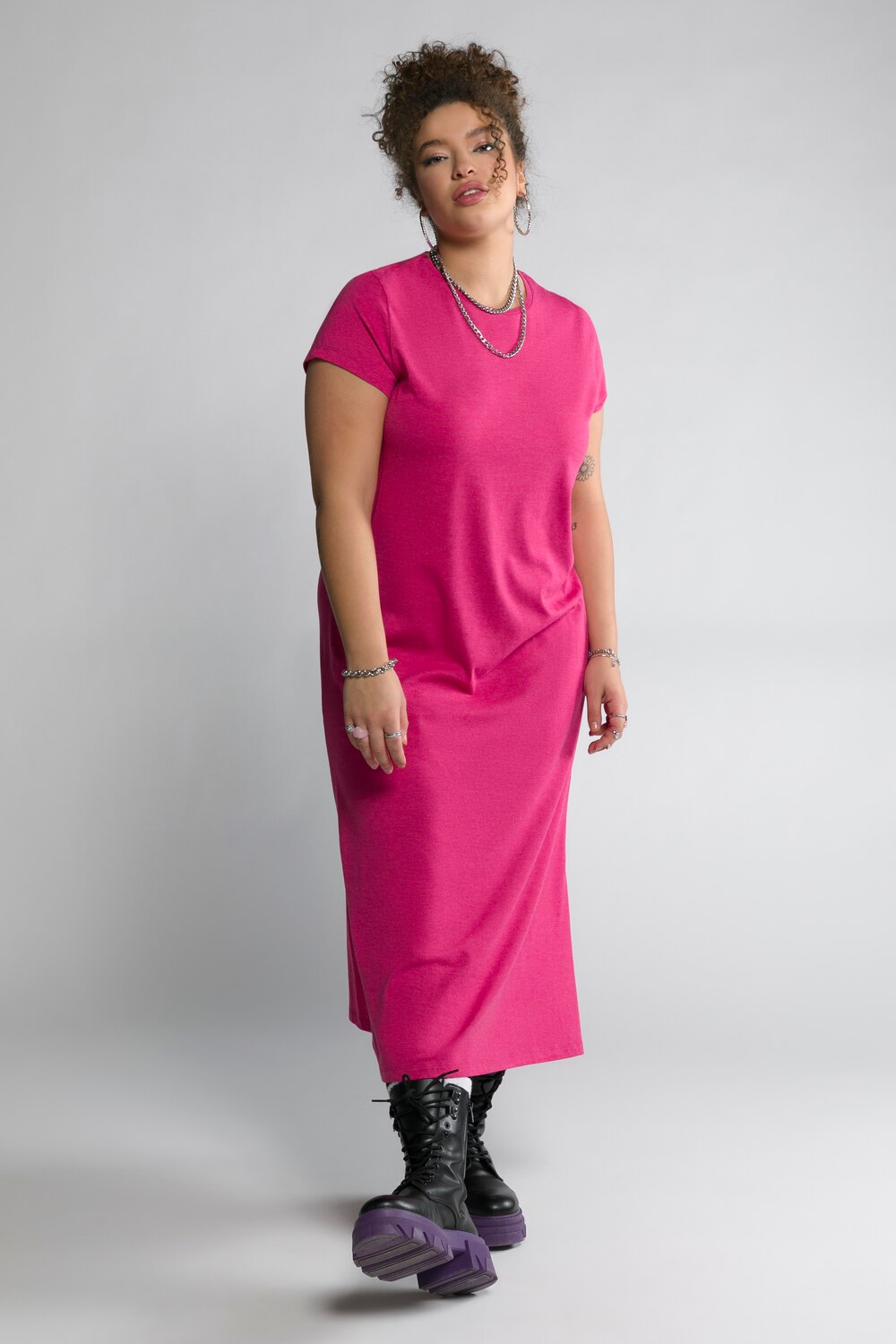 Grote Maten jurk, Dames, roze, Maat: 46/48, Katoen/Polyester, Studio Untold