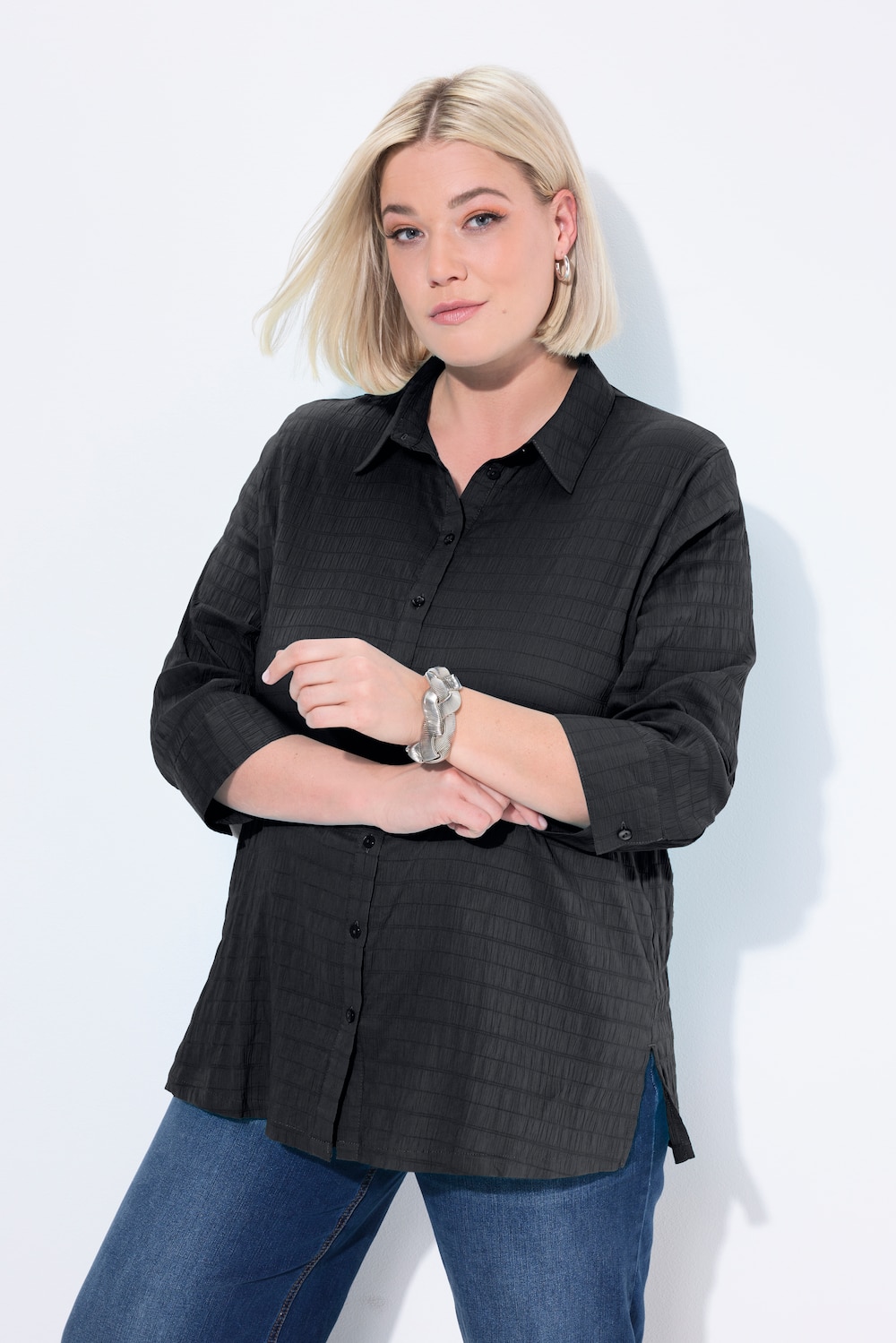 Bluse, Bubble-Qualität, Hemdkragen, 3/4-Arm