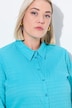 Bubble Texture Solid Button Front Stretch Blouse