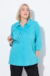 Bubble Texture Solid Button Front Stretch Blouse