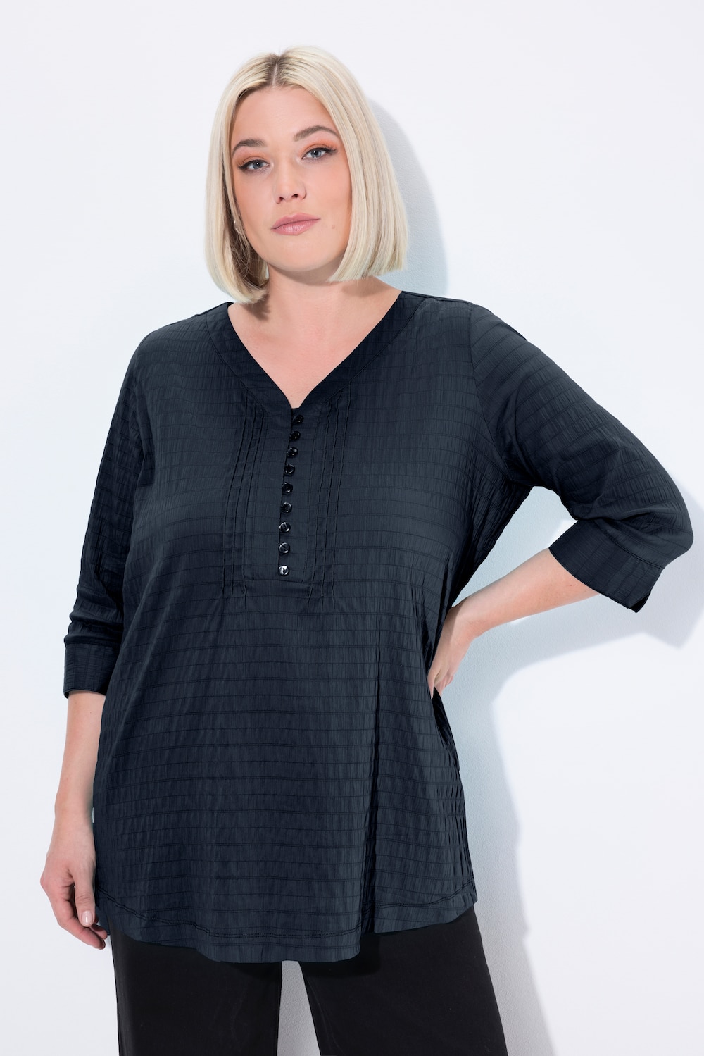Große Größen Bubble-Tunika, Damen, blau, Größe: 62/64, Baumwolle/Polyester, Ulla Popken