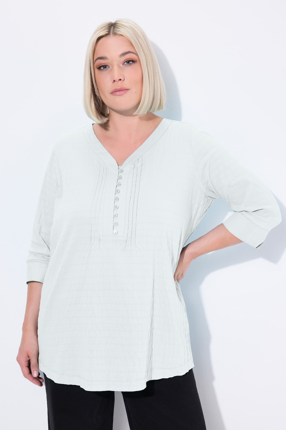 Große Größen Bubble-Tunika, Damen, weiß, Größe: 54/56, Baumwolle/Polyester, Ulla Popken